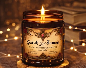 Personalisierte Duftkerze für Paare, Geschenk zum Jahrestag, Mittelalterliche Romantik, Gothic Dekor