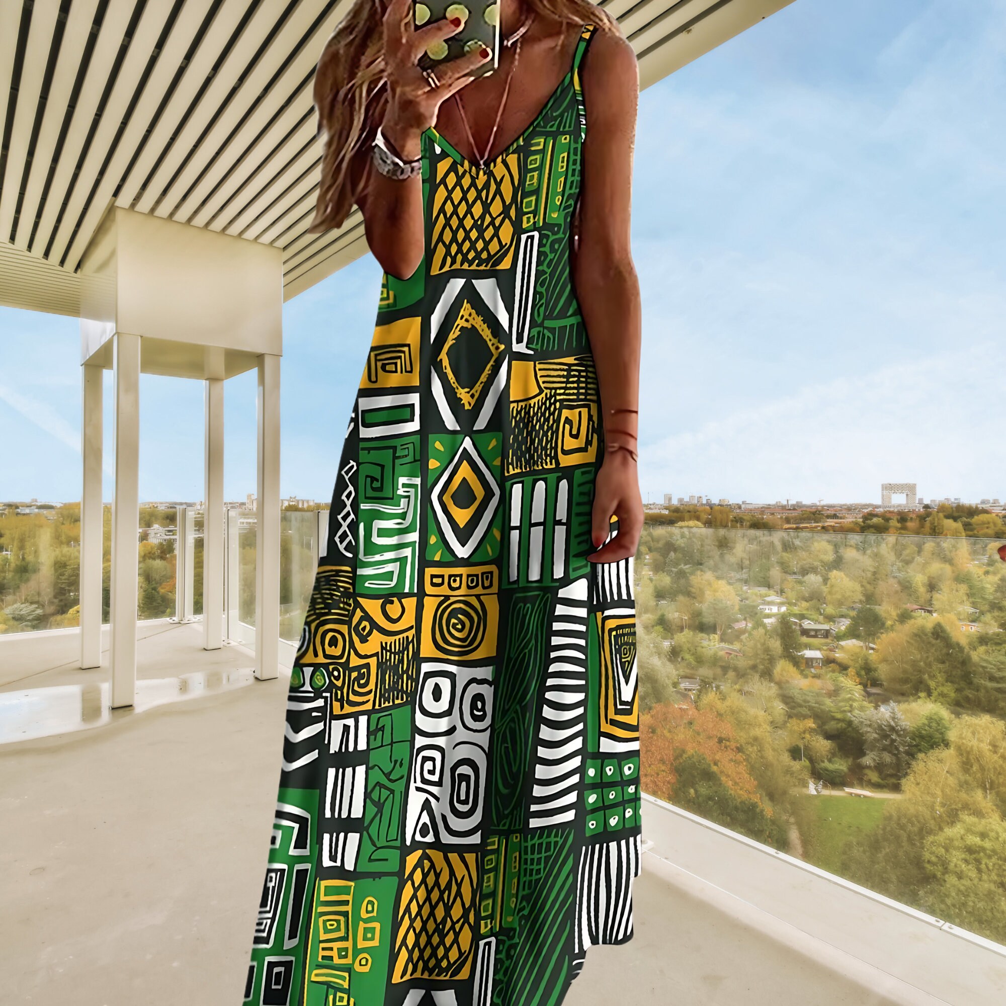 African Print Maxi Dress: Colorful Summer Slip Dress