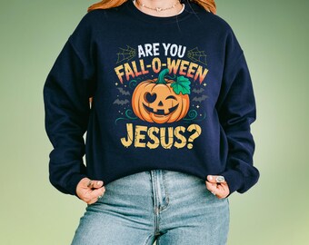 Halloween Jesus Kürbis Crewneck Sweatshirt, christliche Herbstbekleidung
