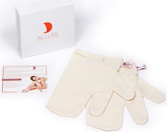 BLACK FRIDAY DEAL : Allure Beauty Ayurvedic Garshana 100% Raw Silk , Dry Massage Gloves