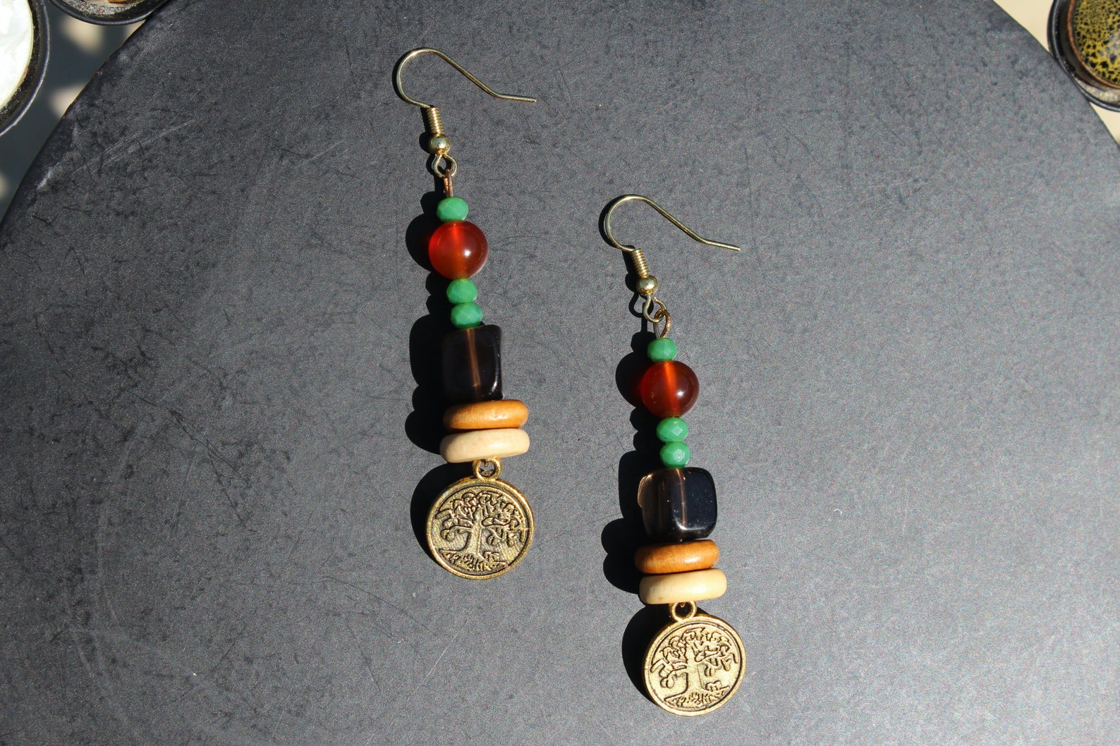 Dangle Drop Earrings With Gold Trinket Etsy UK