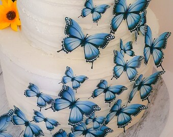 Blue Pre-cut Edible Wafer Butterflies