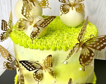 Gold Metallic Paper Butterflies - Pack of 12