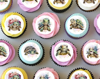 Turtles Pre-cut Mini Edible Icing Cupcake or Cookie Toppers