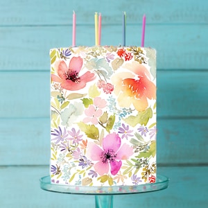 Floral Flower Edible Icing Image Cake Wrap Topper