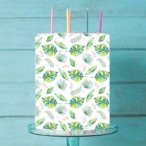 Fern Leaf Greenery Edible Icing Cake Wrap Topper