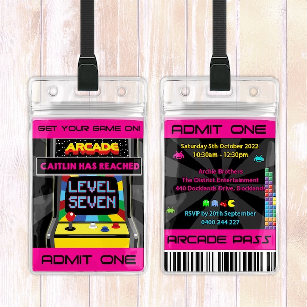 Video Game Party Lanyard Invitations Etsy