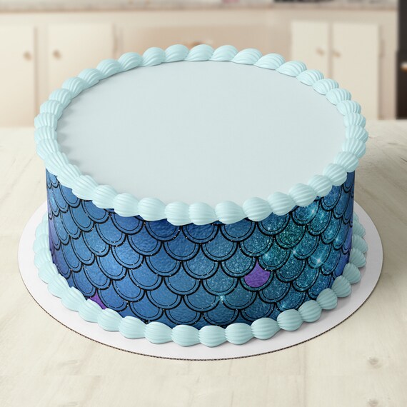Mermaid Scales Edible Icing Image Cake Wrap Topper