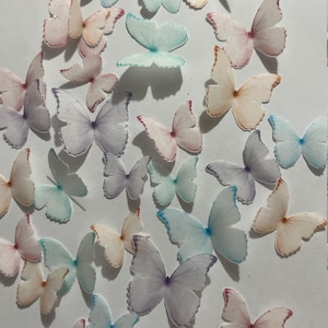 Multicoloured Pastel Pre-cut Edible Wafer Butterflies