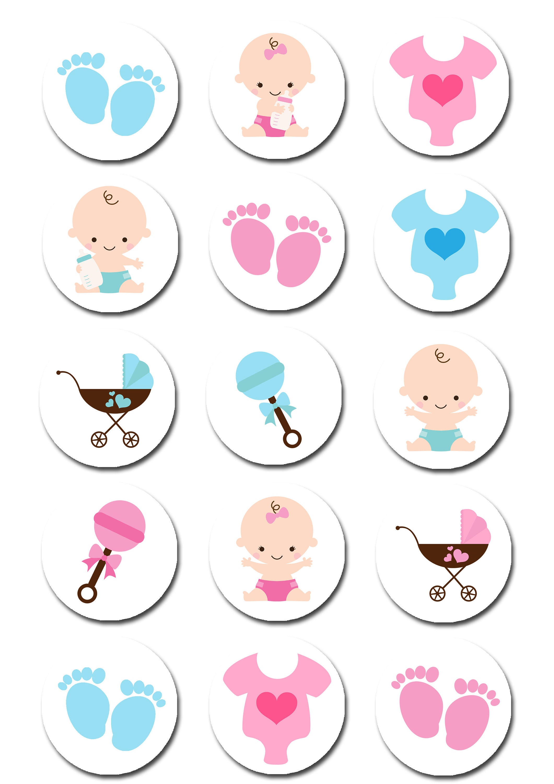 Boy Baby Shower Edible Image Toppers. Edible Round Pre Cut