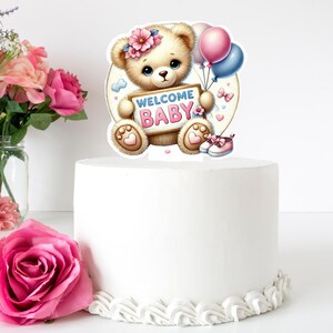 Welcome baby teddybeer voorgesneden eetbare opstaande wafelkaart taarttopper