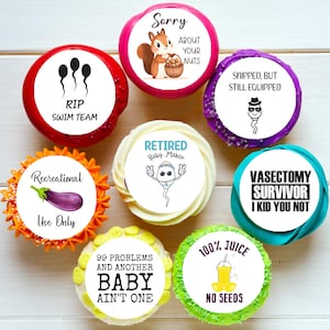 Décorations de cupcakes ou de biscuits comestibles prédécoupées pour vasectomie