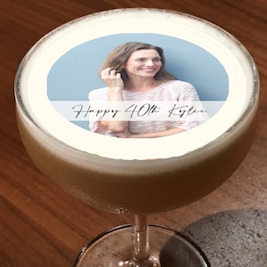 Photo Personalised Birthday Party Edible Cocktail Drink Toppers
