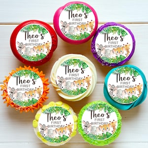 Jungle Animal Safari Pre-cut Edible Cupcake or Cookie Toppers