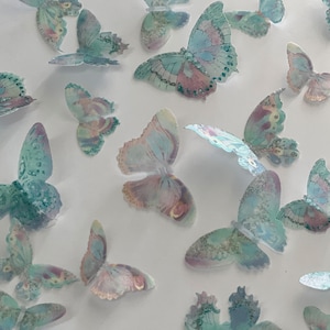 Multicoloured Pre-cut Edible Wafer Butterflies