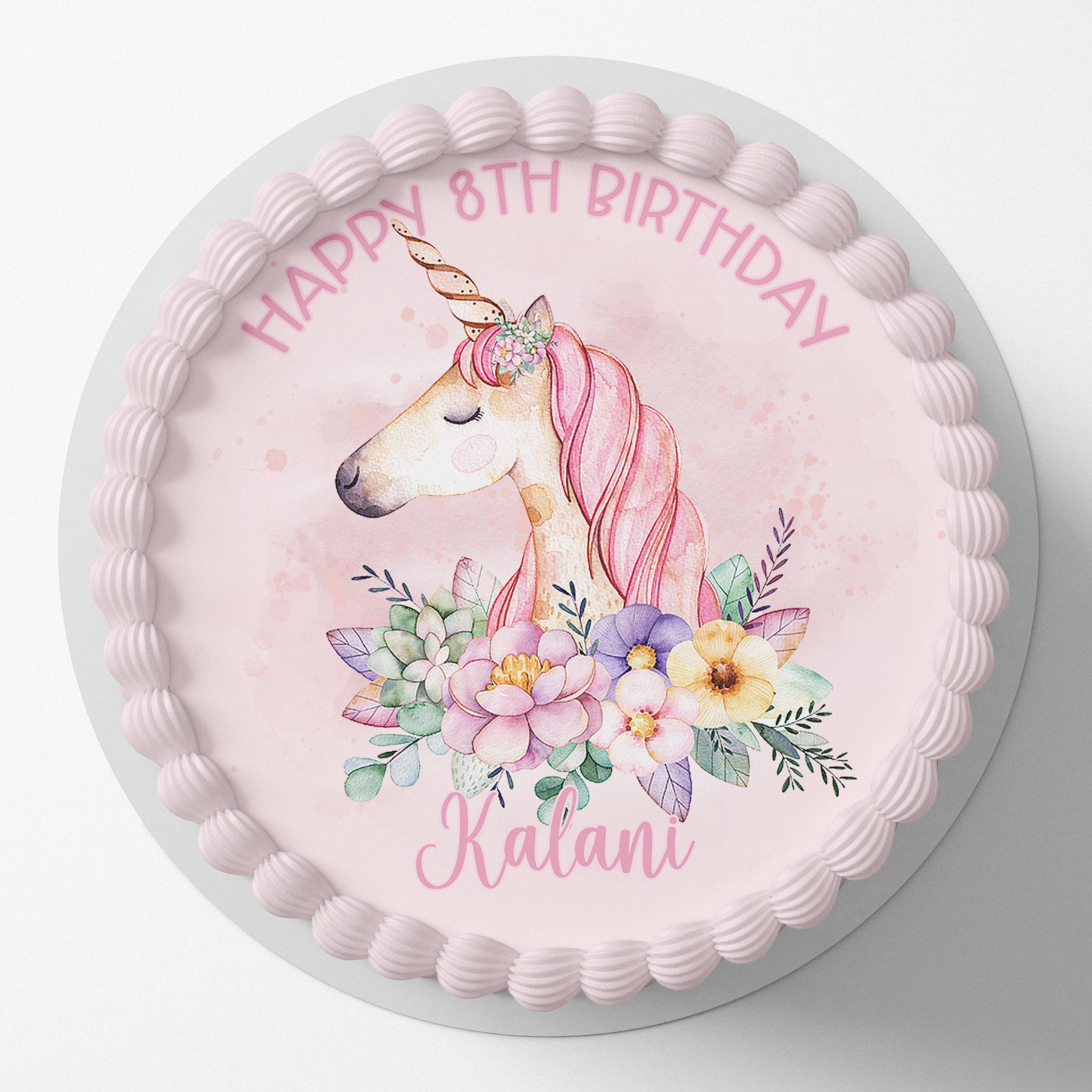 Personalised Horse Pony Cake Topper - Round Edible Icing Circle Decoration - SweetJumbo