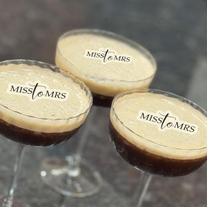 Miss to Mrs Wedding Bridal Anniversary Custom Cutout Edible Cocktail Drink Toppers