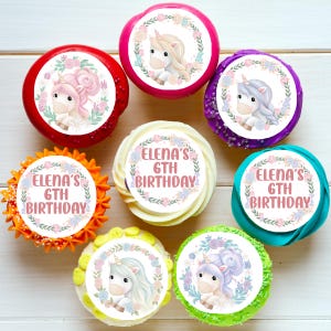 Unicorn Pre-cut Edible Cupcake or Cookie Toppers