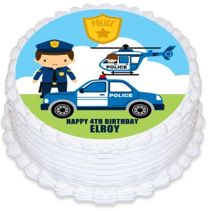 Police Policeman Policewoman Pre-Cut Round Edible Icing Cake Topper