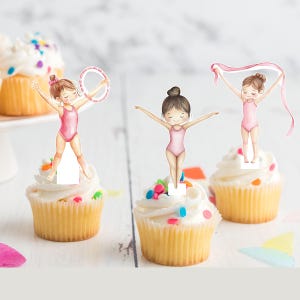 Adornos para cupcakes de oblea comestibles precortados con diseño de gimnasta