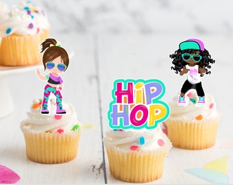 Hip Hop Dance Girls Pre-cut Edible Stand-Up Wafer Card Cupcake Toppers