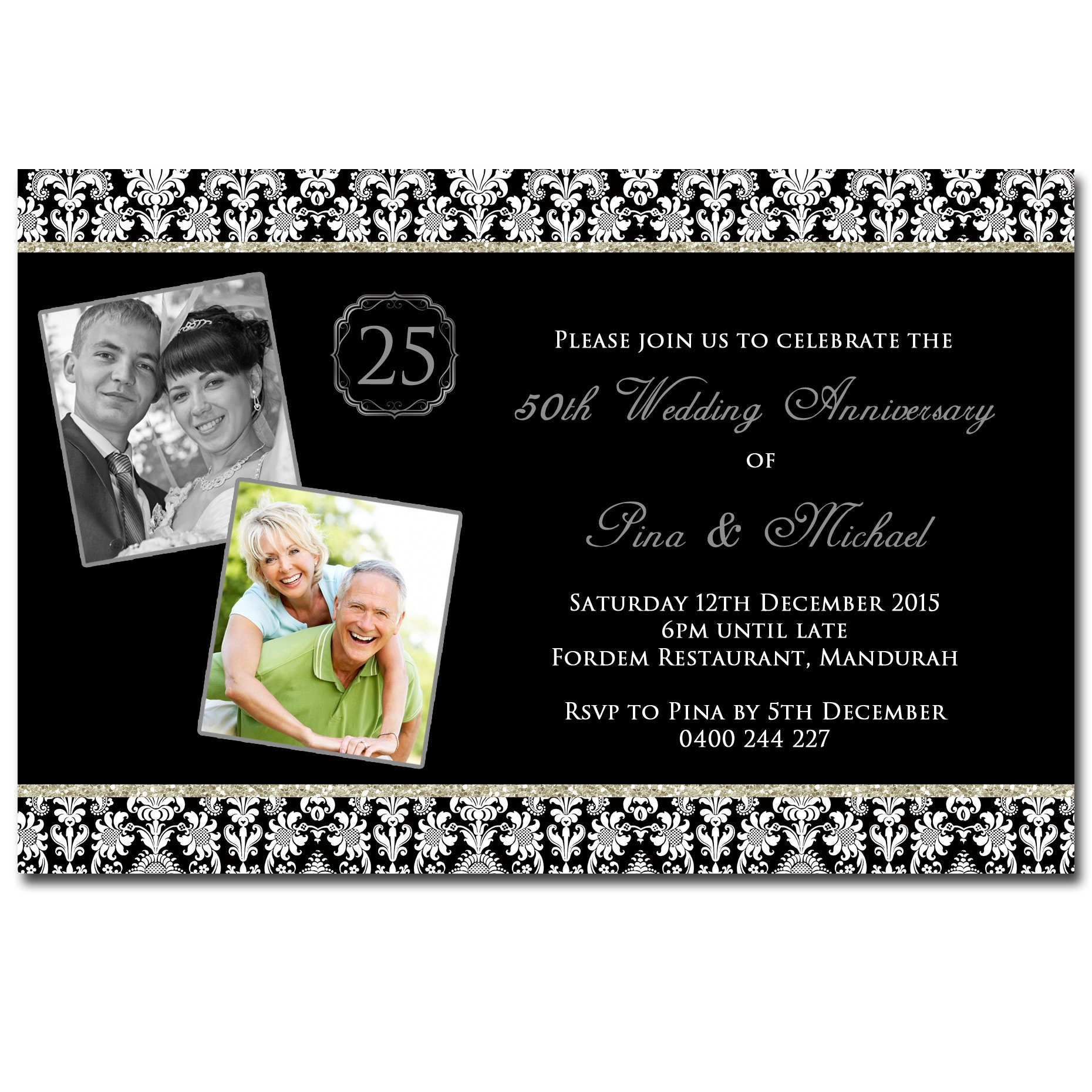 Wedding Anniversary Invitation 50th 25th YOU PRINT - Etsy Australia