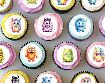 Adornos precortados para cupcakes o galletas con glaseado comestible de Monster Monsters