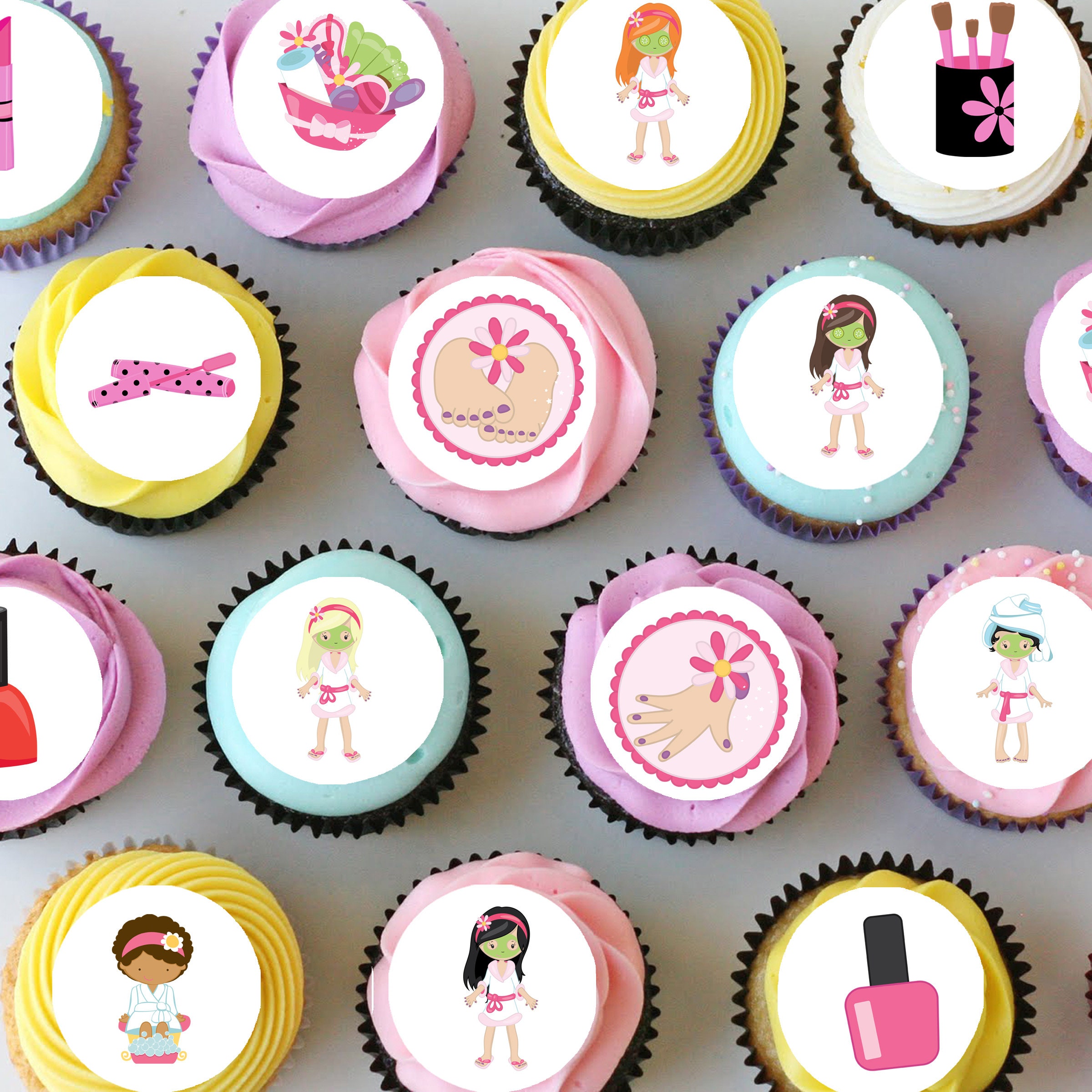 Pamper Spa Party Mini Edible Icing Cupcake Toppers PRECUT | Etsy