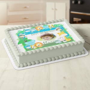 Jungle Safari Animals Edible Cake Topper with Photo