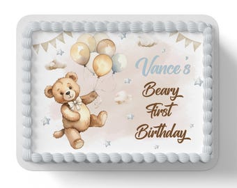 1Set Baby Beer Cake Toppers Ballen Wit Goud We kunnen bearly wachten Bear Cake Decoraties voor Jungle Verjaardag Bruiloft Cupcake Topper  15