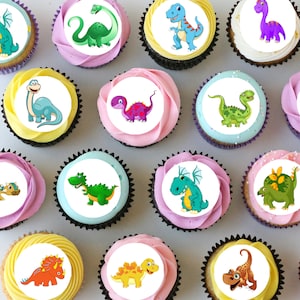 Dinosaur Dinosaurs Pre-cut Mini Edible Icing Cupcake or Cookie Toppers