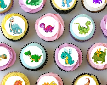 Dinosaur Dinosaurs Pre-cut Mini Edible Icing Cupcake or Cookie Toppers