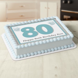 80th Birthday Edible Icing Image Cake Topper