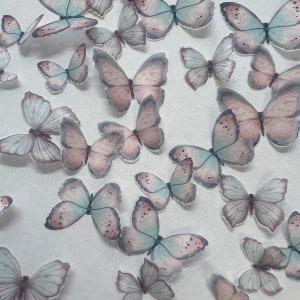 Pink & Purple Pre-cut Edible Wafer Butterflies