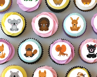 Australian Aussie Animals Pre-cut Mini Edible Icing Cupcake or Cookie Toppers