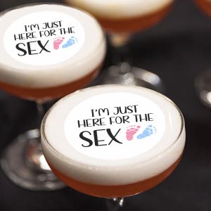 Here For The Sex Baby Shower Gender Reveal Edible Cocktail Drink Toppers