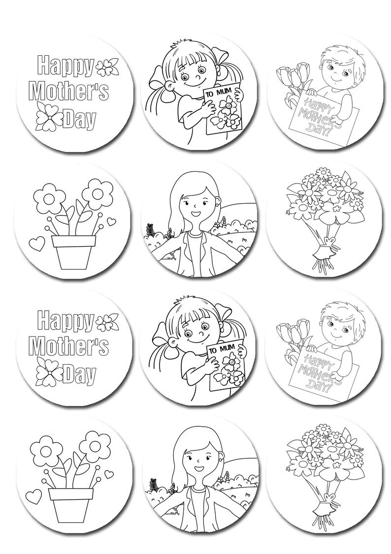 Paint Your Own PYO Colour In Mothers Day Mom Mum Edible Cookie Cupcake Toppers