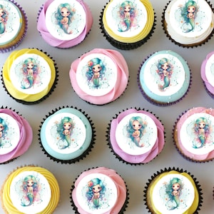 Mermaid Under The Sea Pre-cut Mini Edible Icing Cupcake or Cookie Toppers