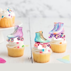 Patines en línea patines en línea precortados comestibles Stand-Up Wafer Card Cupcake Toppers