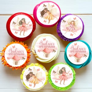 Decorazioni per cupcake o biscotti commestibili pretagliate personalizzate con fate