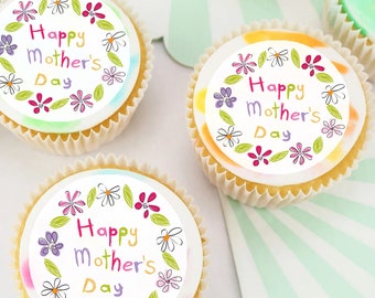 Adornos para cupcakes o galletas con glaseado comestible precortado para mamá del Día de la Madre