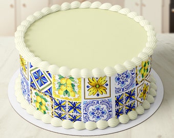 Amalfi Tiles Edible Icing Image Cake Wrap Topper