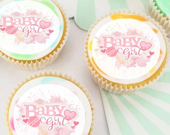 Baby Girl Party Vorgeschnittene essbare Cupcake oder Cookie Toppers