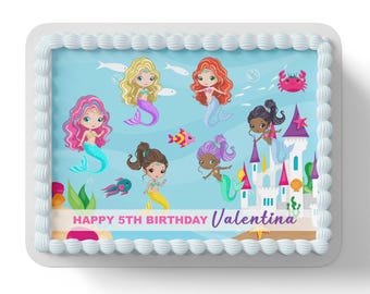 Under The Sea Mermaid Personalised Edible Icing Image Cake Topper