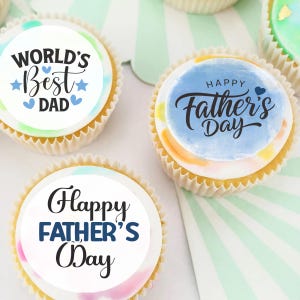 Fathers Day Dad Pre-cut Edible Icing Cupcake or Cookie Toppers