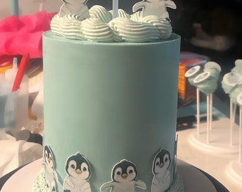 24 Pinguin Valentinstag Esspapier Dekorationen - Runde Kuchenverzierungen Von Top That