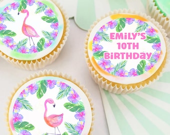 Glaçage comestible prédécoupé Flamingo Bird Image pour cupcakes ou décorations de biscuits