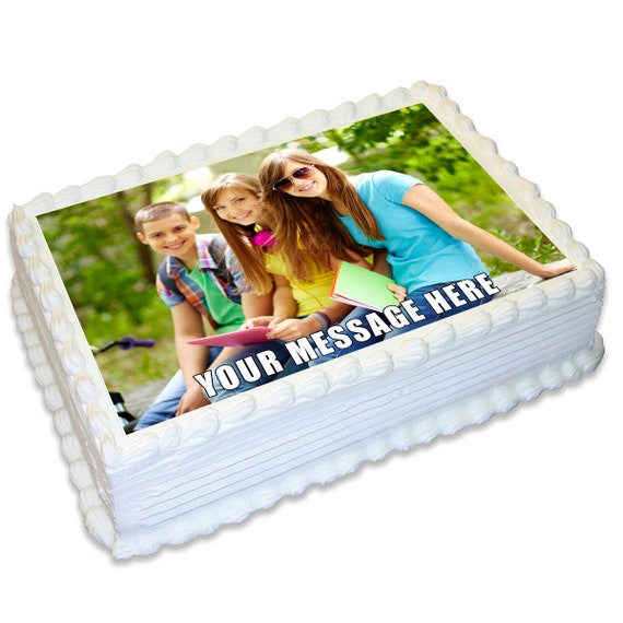 Pre cut Own Image rectangle photo cake topper in edible wafer or icing