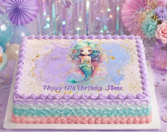 Mermaid Under The Sea Edible Icing Fondant Cake Topper