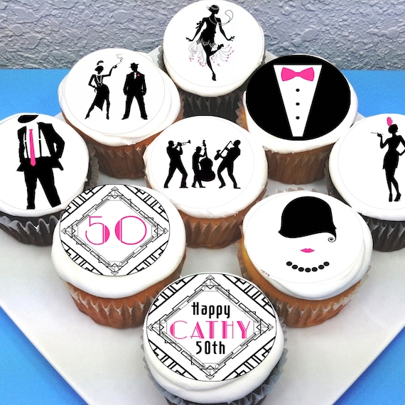Great Gatsby 1920's Edible Icing Image Cupcake Toppers | Etsy